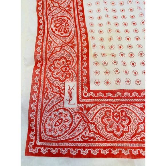 Vintage Yves Saint Laurent 18" Handkerchief Scarf YSL Floral Neckerchief Bandana - Picture 2 of 13